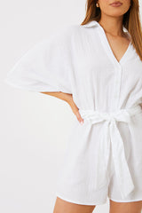 Cotton Relaxed Batwing Belted Playsuit