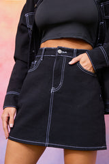 Denim Skirt With Contrast Stitching Co ord