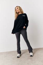 Charcoal High Waisted Sculpt and Control Kick Flare Ribbed Trouser