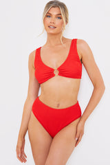 Control Textured High Waist Bikini Bottoms