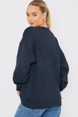 Embroidered Distressed Oversized Sweatshirt