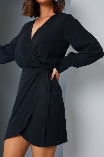 Draped Wrap Mini Dress