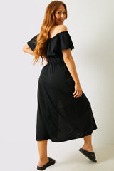 Bardot Split Detail Midi Dress