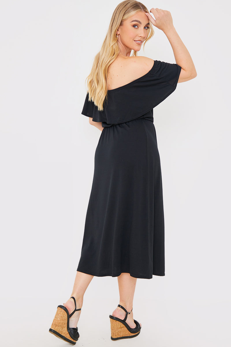 Bardot Split Detail Midi Dress
