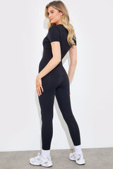 Contour Built-in Bra Short Sleeve Scoop Neck Unitard