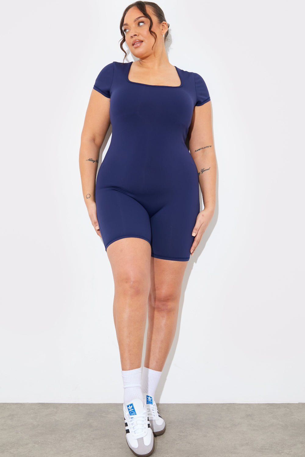 Contour Built-In Bra Short Sleeve Short Leg Square Neck Unitard