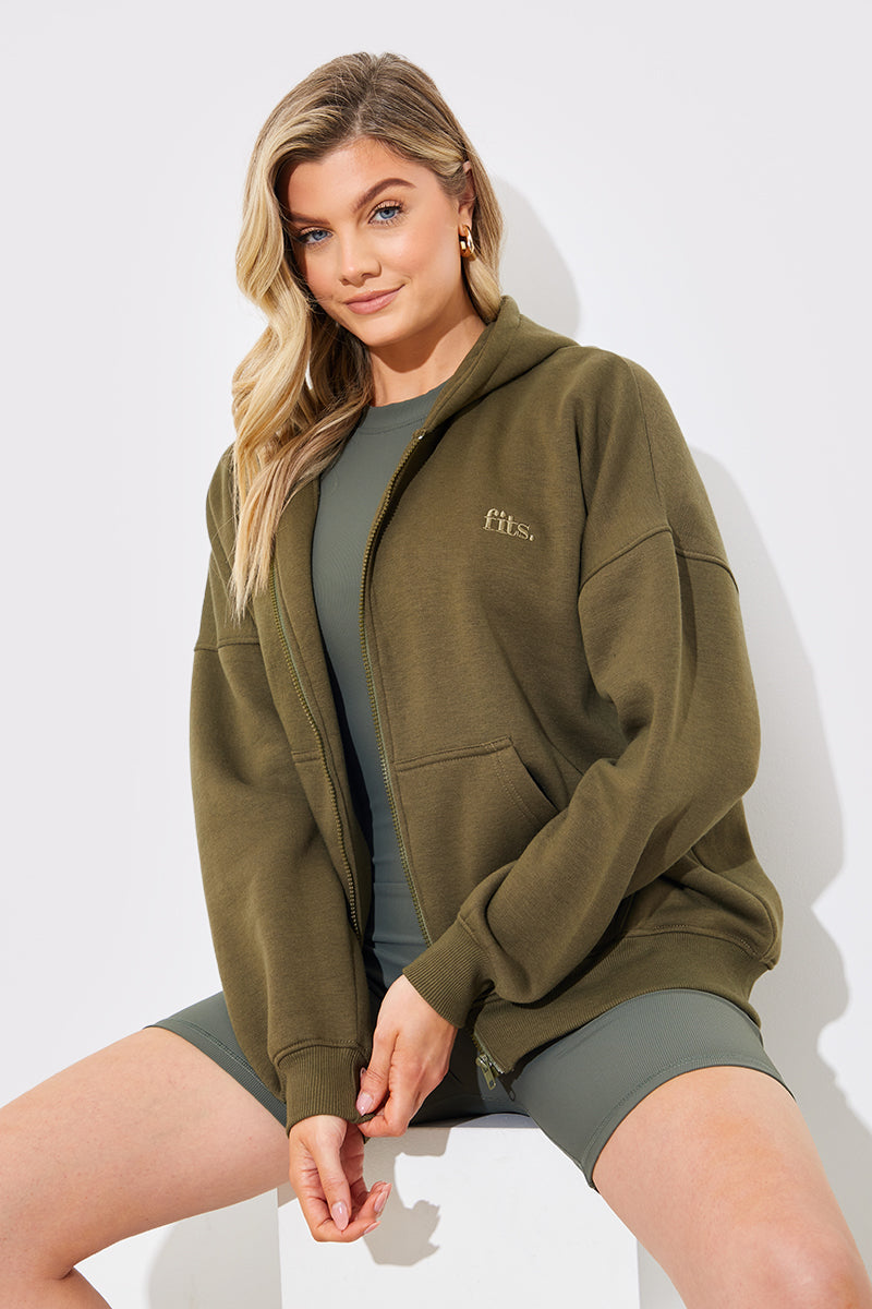 FITS EMBROIDED ZIP UP JERSEY JACKET