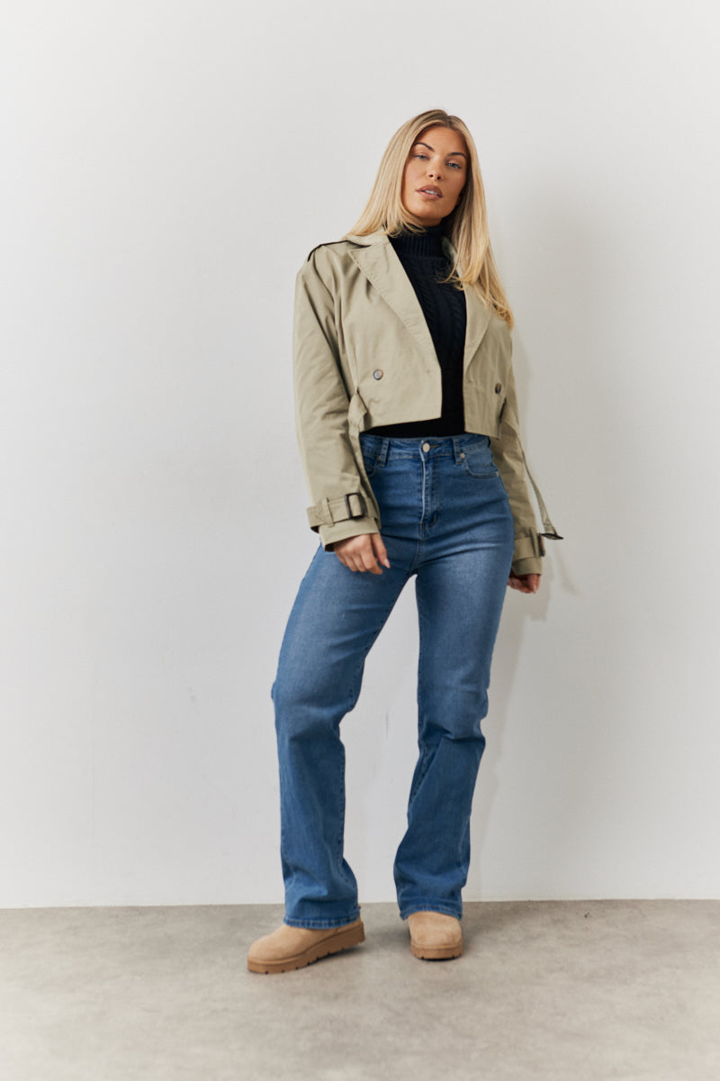 Cropped Belted Trench Coat