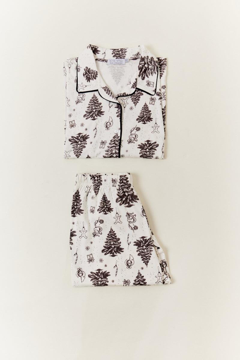 Cream Womens Christmas Tree Matching Family Pj Set