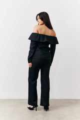 Black Bardot Button Through Blazer