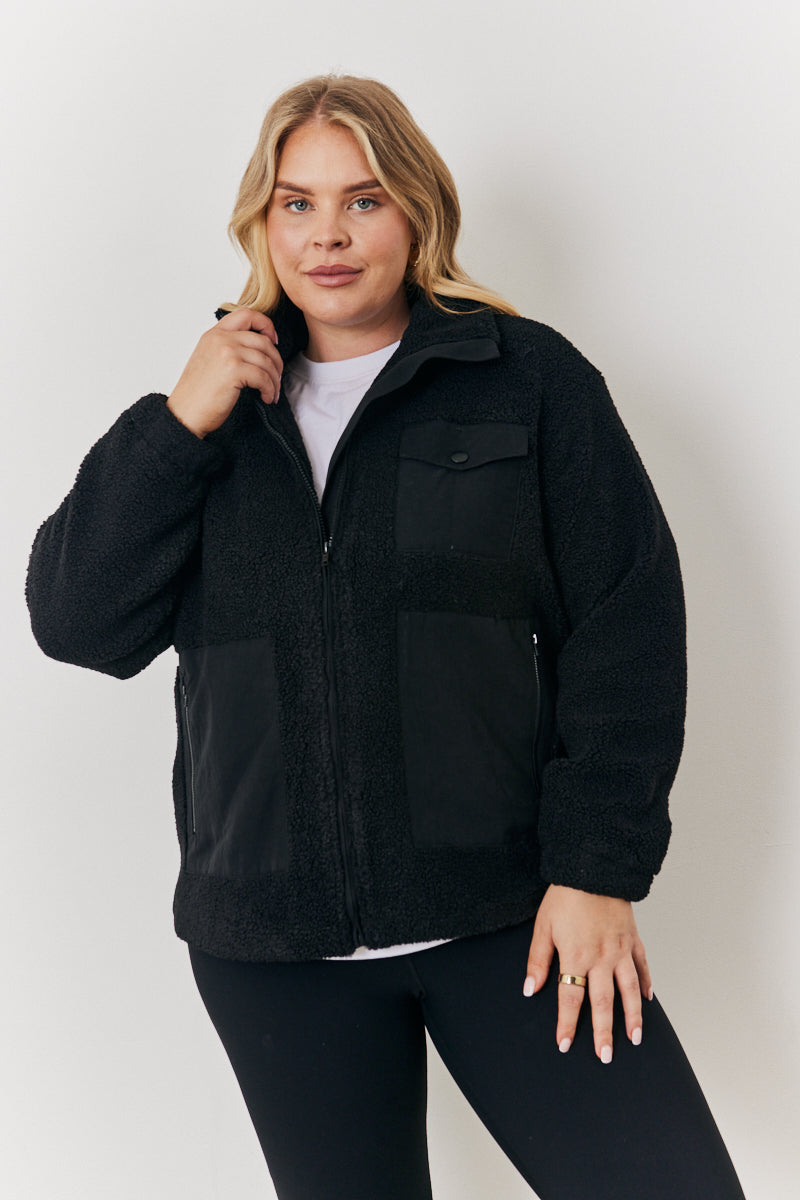 Borg Jacket With Pocket Detail