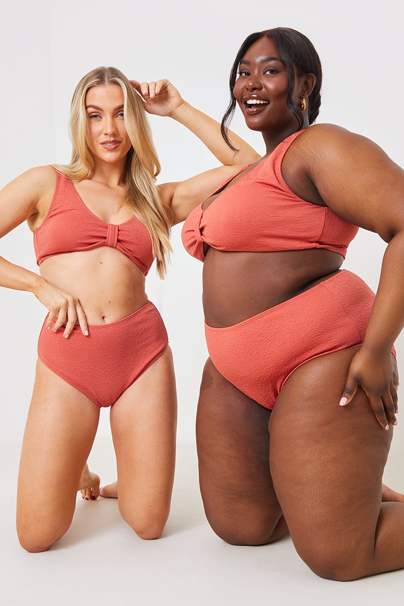 Control Textured High Waist Bikini Bottoms