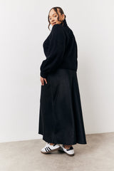 Black Jacquard Printed Slip Skirt