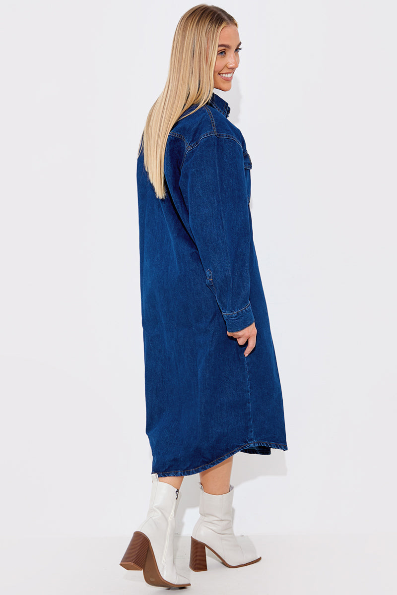 Denim Midi Shirt Dress