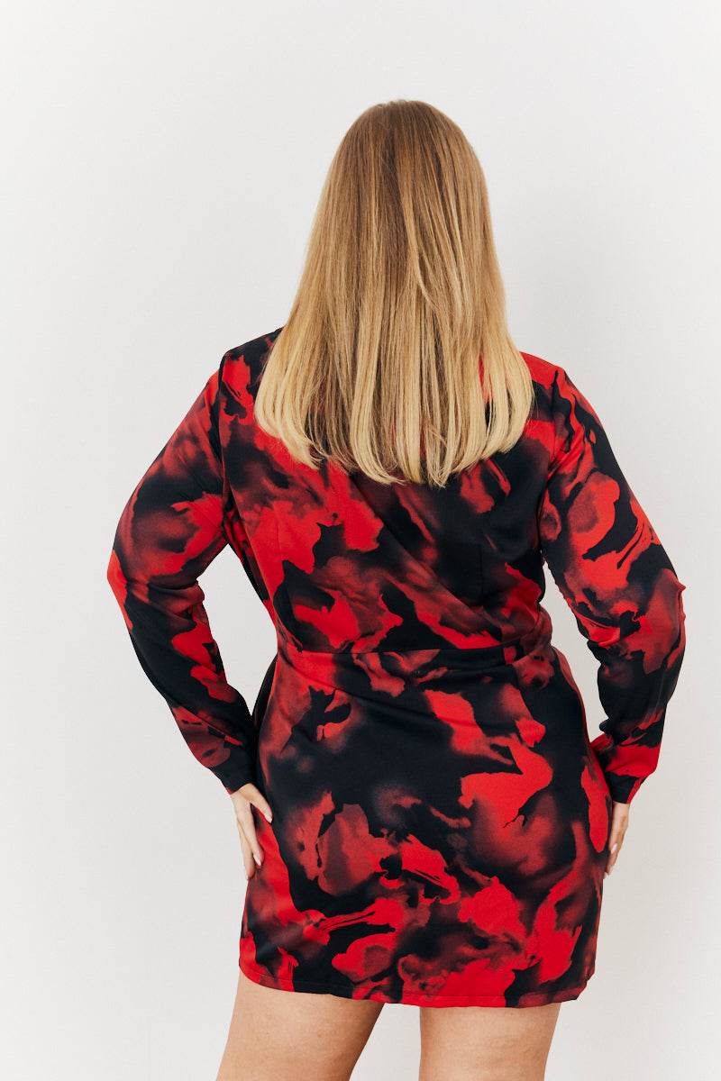 Abstract Print Wrap Mini Dress