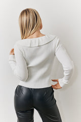 Cream Frill Detail Knitted Top