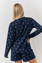 Bow Print Long Sleeve and Short PJ Set