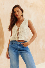 Crochet Tie Front Top