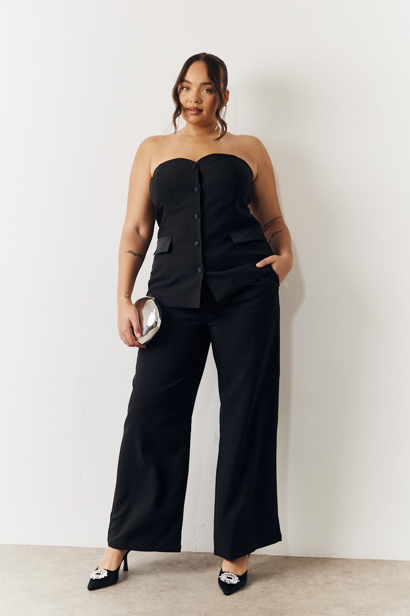 Black Bandeau Sweetheart Neckline Waistcoat
