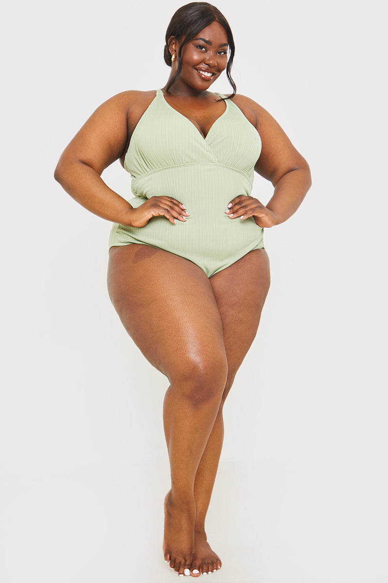 Control V-Neck Side Ruched Detail Swimsuit